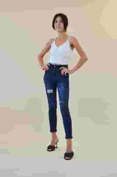 Blugi Dama Bleumarin cu Accesoriu Gizell-0