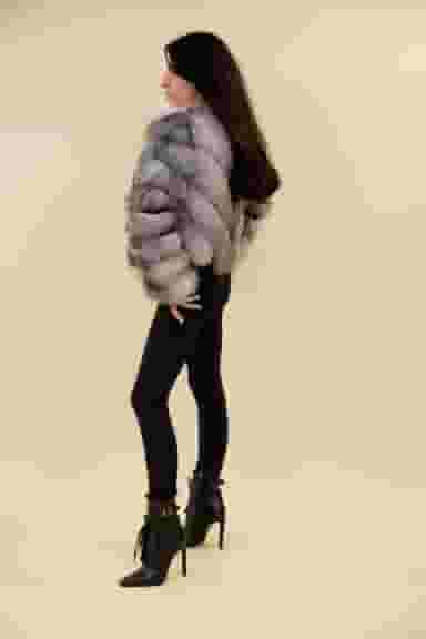 Haina Dama Gizell - Blana Naturala Vulpe Gri-2