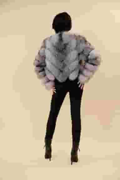 Haina Dama Gizell - Blana Naturala Vulpe Gri-1