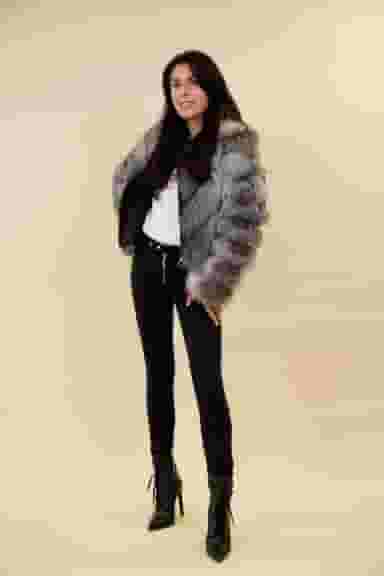 Haina Dama Gizell - Blana Naturala Vulpe Gri-3