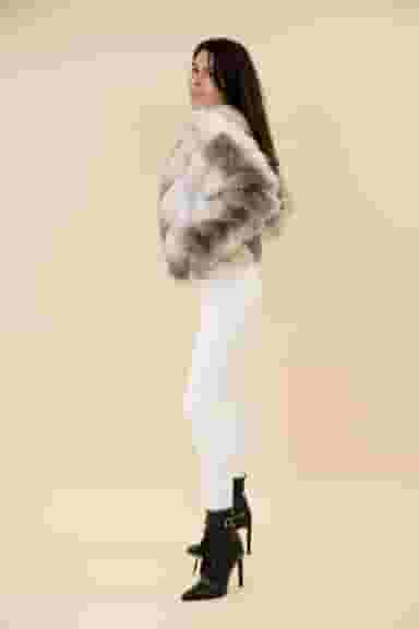 Haina Dama Gizell - Blana Naturala Vulpe Alb-5