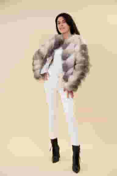 Haina Dama Gizell - Blana Naturala Vulpe Alb-6