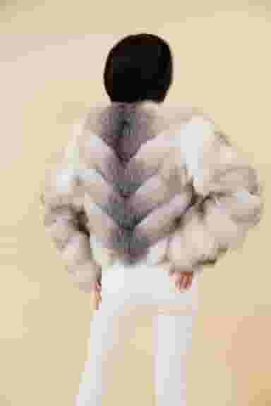 Haina Dama Gizell - Blana Naturala Vulpe Alb-3