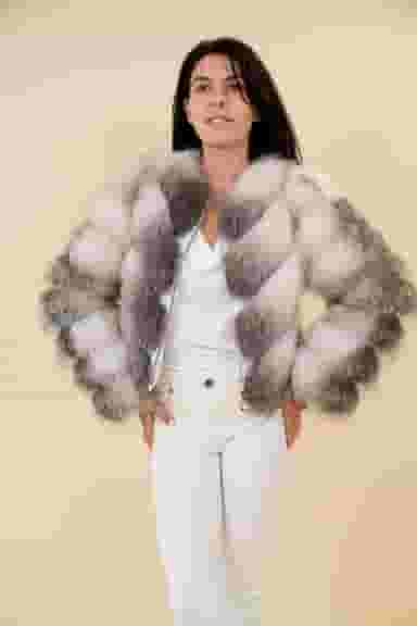 Haina Dama Gizell - Blana Naturala Vulpe Alb-0