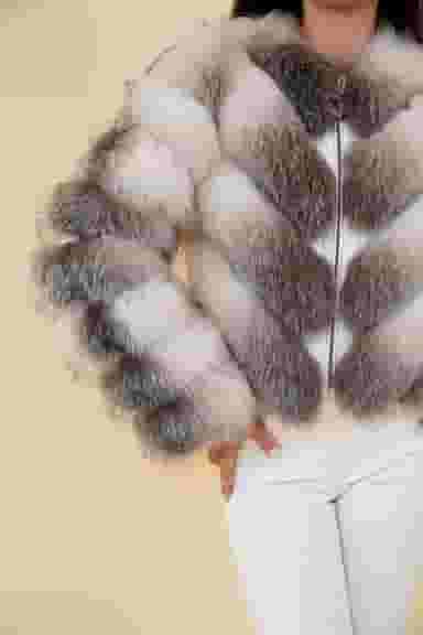 Haina Dama Gizell - Blana Naturala Vulpe Alb-1