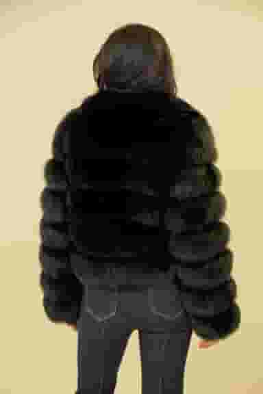 Haina Dama Gizell - Blana Naturala Vulpe Negru-4