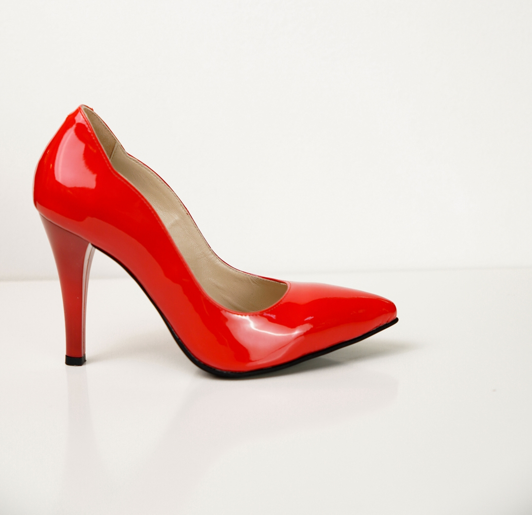 Pantofi Dama Stiletto Decupati Rosu Lac Gizell-2