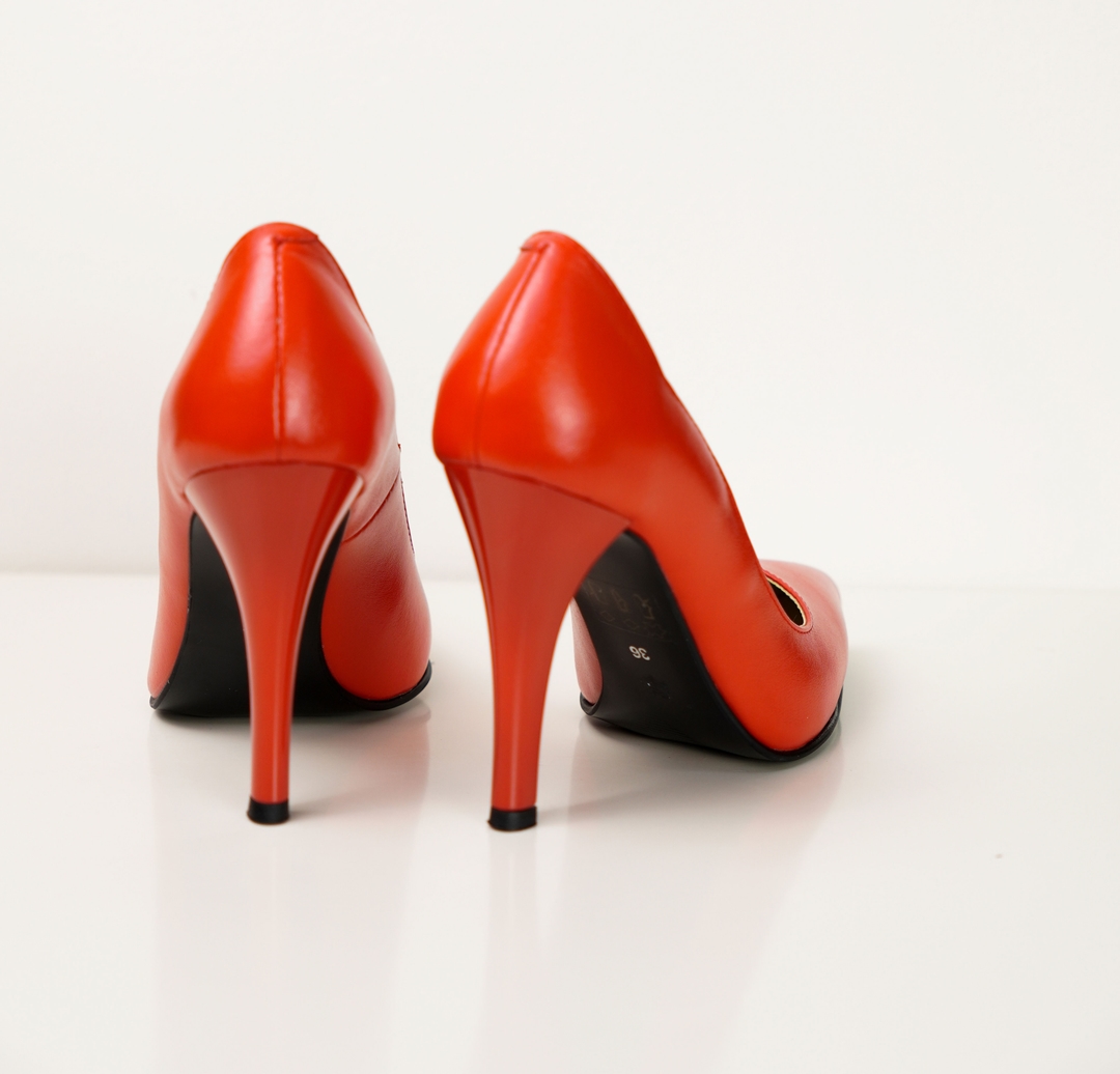 Pantofi Dama Stiletto Decupati Rosu Mat Gizell-1