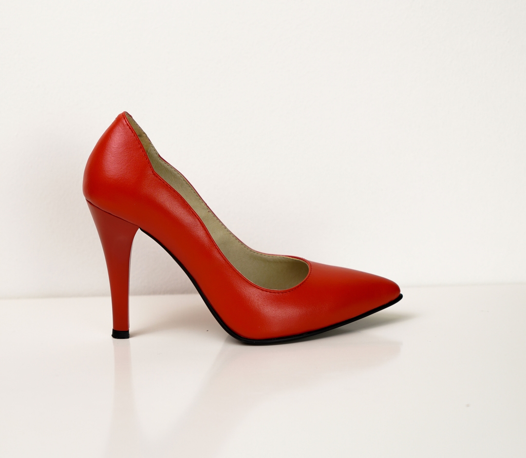 Pantofi Dama Stiletto Decupati Rosu Mat Gizell-2
