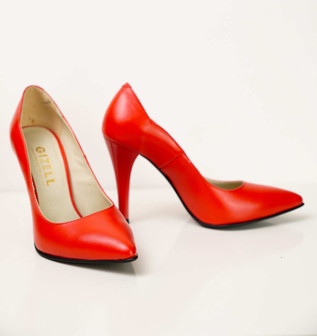 Pantofi Dama Stiletto Decupati Rosu Mat Gizell-0