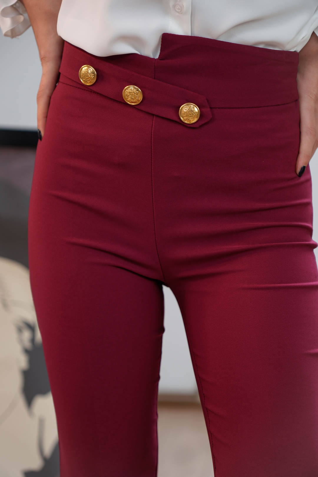 Pantaloni Dama Evazati Bordo Gizell-1