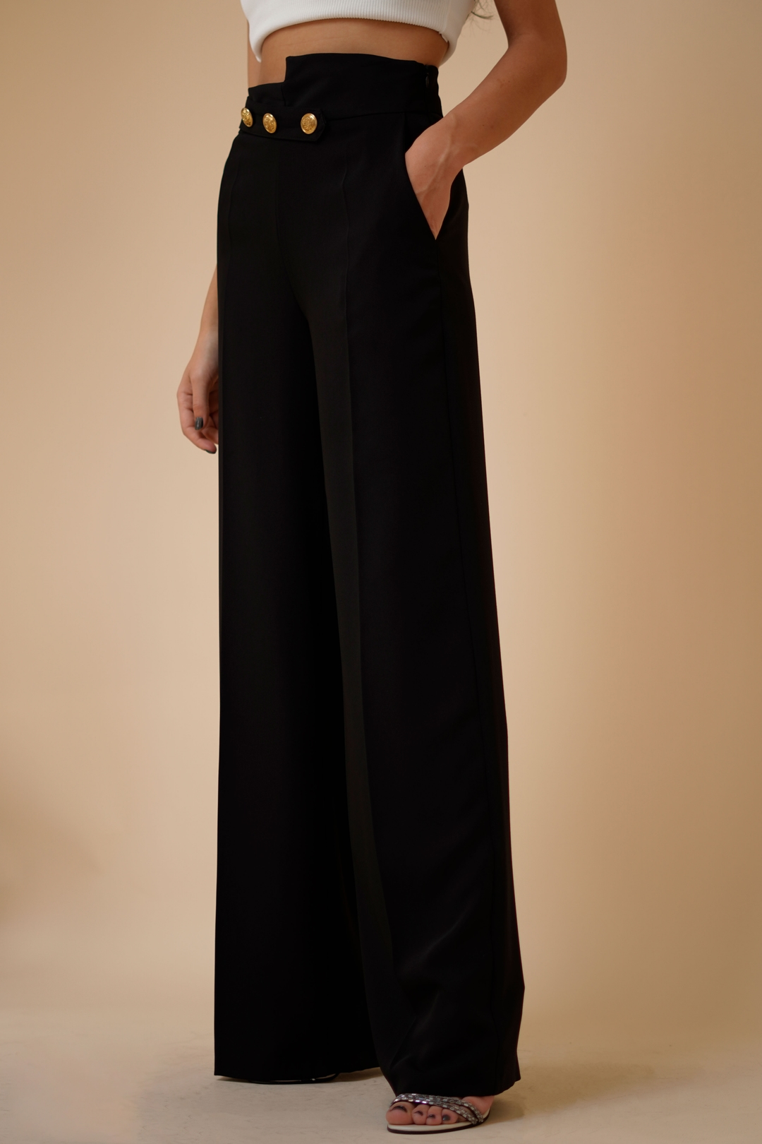 Pantaloni Dama Talie Inalta Negri Gizell-1