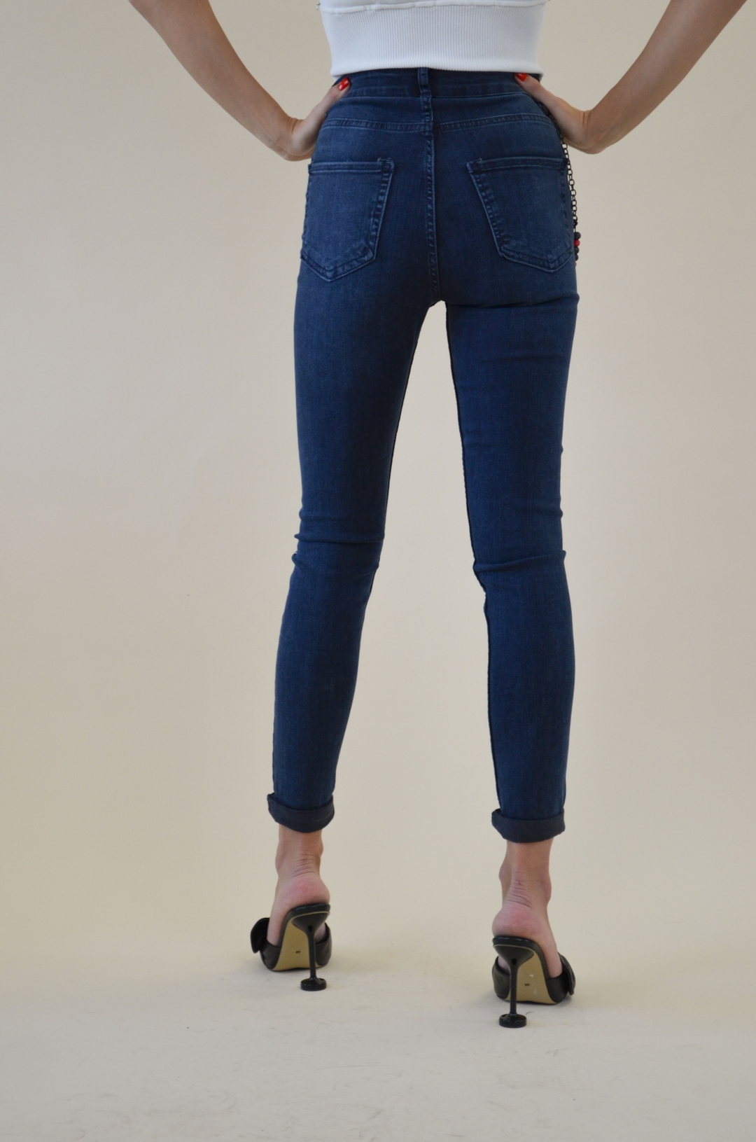 Blugi Dama Bleumarin cu Accesoriu Gizell-5