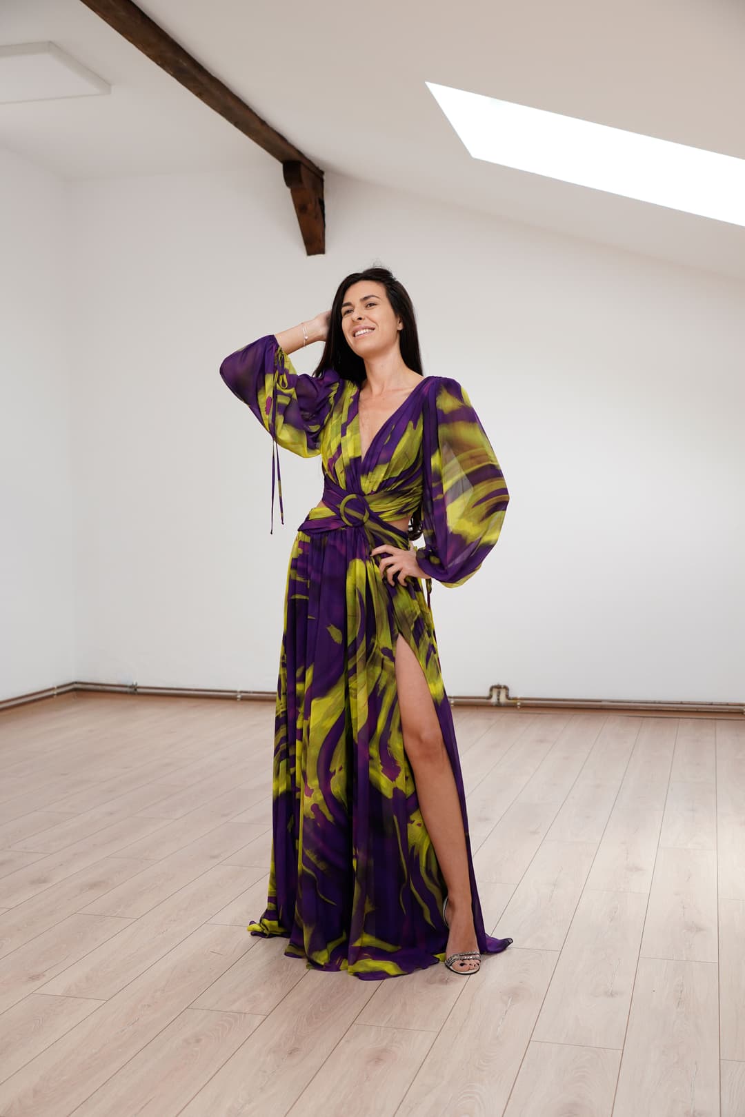 Gizell - Rochie Lunga cu Maneci Gizell