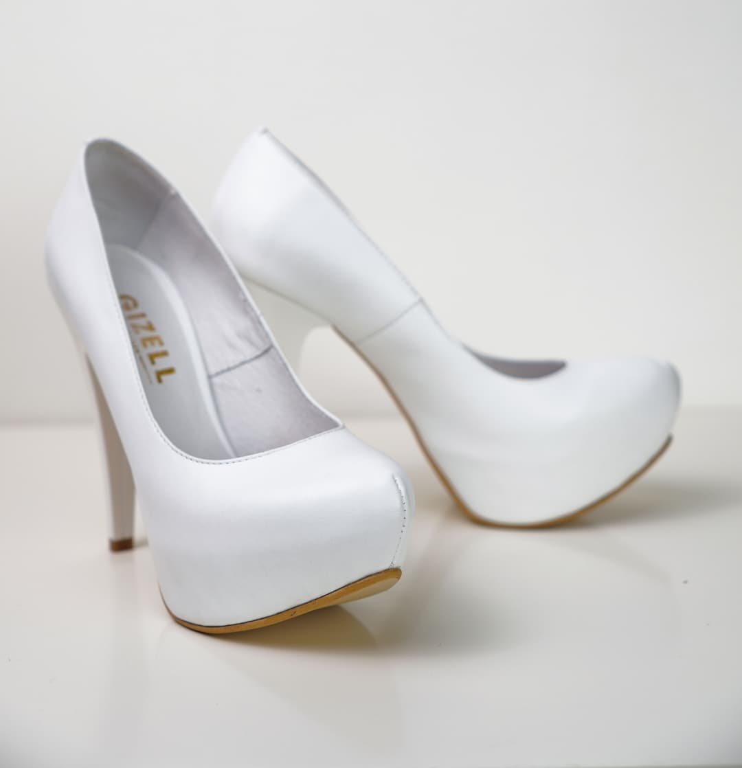 Gizell - Pantofi Dama cu Platforma Alb