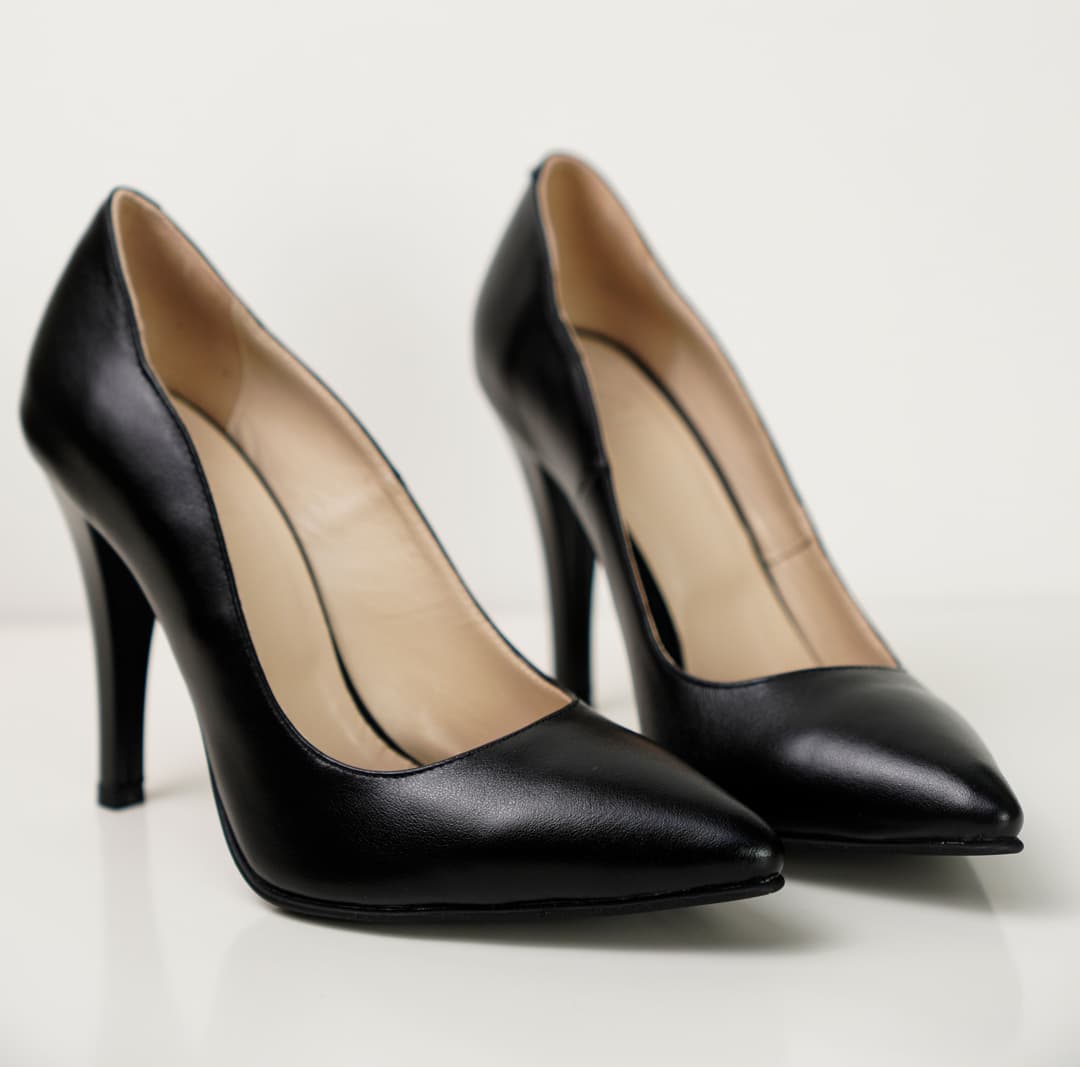 Gizell - Pantofi Dama Stiletto Decupati Negru Mat Gizell