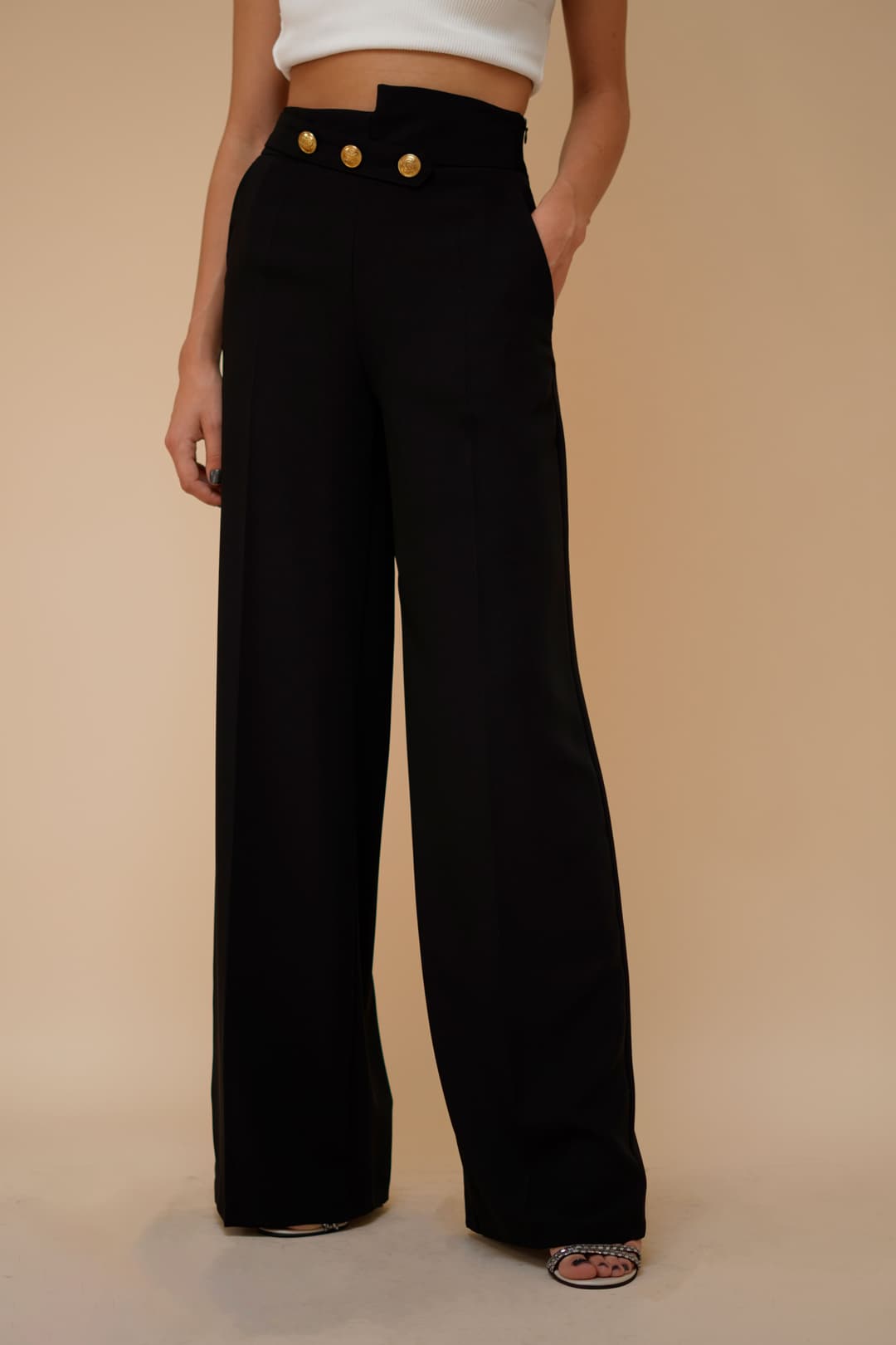 Gizell - Pantaloni Dama Talie Inalta Negri Gizell