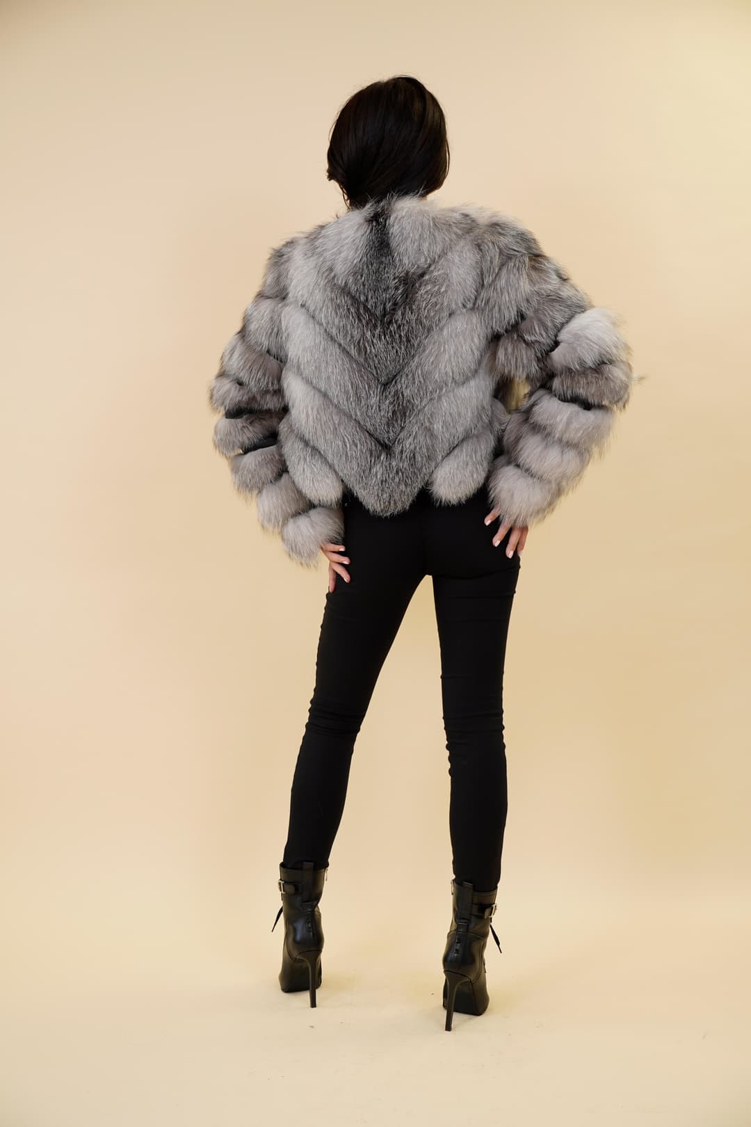 Haina Dama Gizell - Blana Naturala Vulpe Gri-1