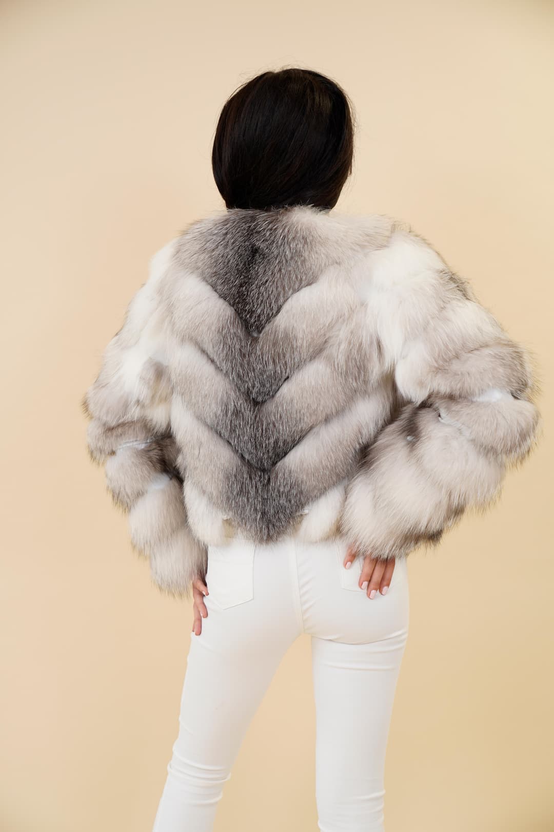 Haina Dama Gizell - Blana Naturala Vulpe Alb-3