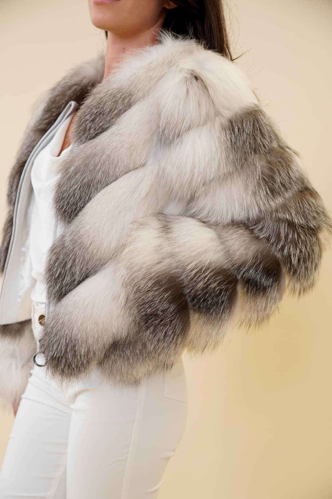Haina Dama Gizell - Blana Naturala Vulpe Alb-2