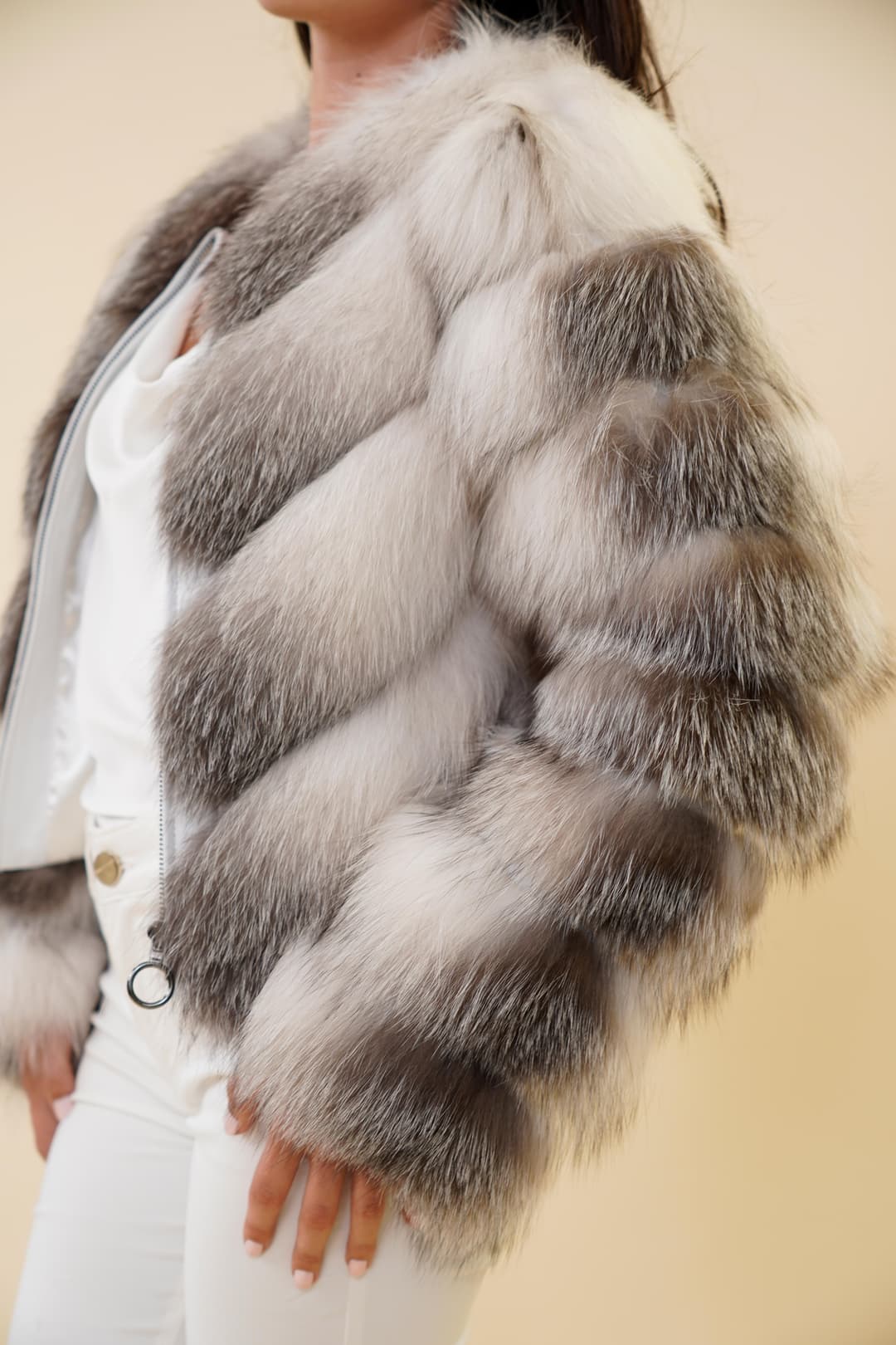 Haina Dama Gizell - Blana Naturala Vulpe Alb-4