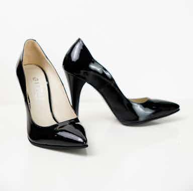 Pantofi Dama Stiletto Decupati Negru Lac Gizell-0