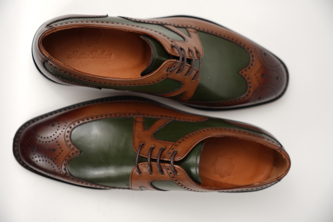 Pantofi Barbati Coniac cu Verde Matteo Giuliani -4